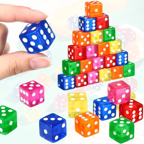 Seenelling 36 Piece 19 mm Casino Style Craps Dice Sets Acrylic and Translucent D6 Dice, Square W/Rounded Edge for Casino, Craps, Table Games and Board Games (Fresh Color) - color: Fresh Color