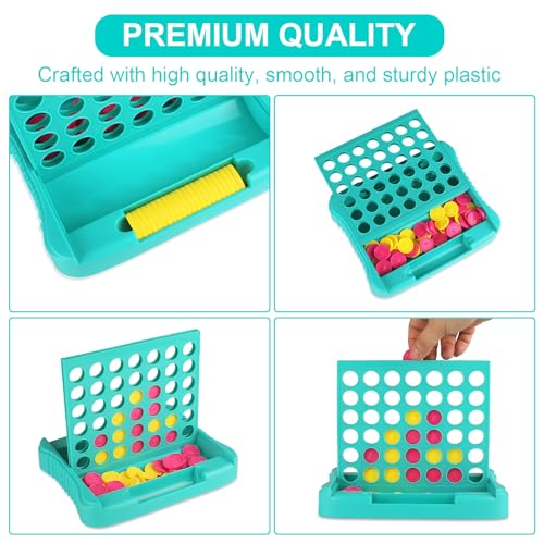4 in a Row Connect Game, Travel Board Games for Kids Adults, Get 4 in a Row to Win - 9 x 7.4 inches (Green) - color: Green