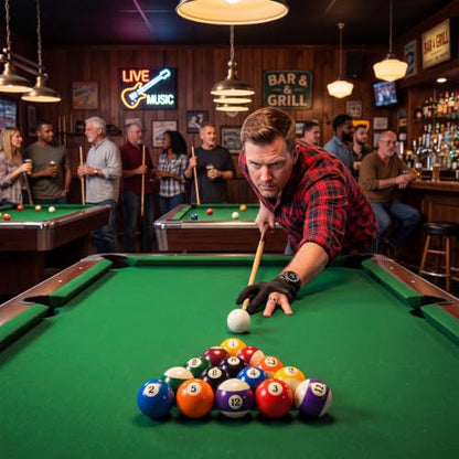 Outus Pool Table Ball Set with Accessories, 16 Billiard Balls 2-1/4" Regulation Set with Triangle & Diamond Rack, Chalk, Gloves & Towel, Spot Stickers, Starter Kit for Game Room & Bar - style: Standard Style
