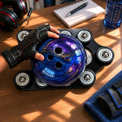 Bowling Release Trainer Tool, 360° Smooth Rotation Desktop Stand for Bowling Practice, Portable Open-Top Bowling Ball Accessories - color: Black rectangle