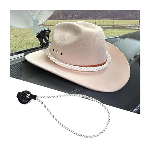 zipelo Hat Mounts for Car, Cowboy Hat Holder Rack with Suction Cup and Handmade Rope, Car Accessories, Universal Cowboy Hat Hanger for SUV Truck Vehicle Home, Keeps Your Hat On The Dash (White) - color: White