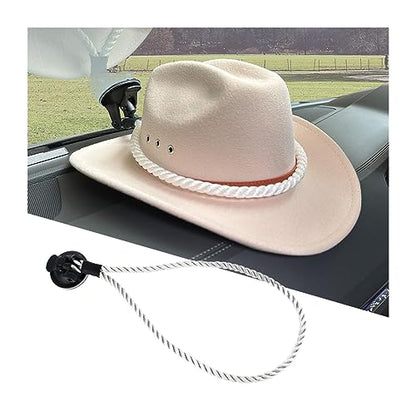 zipelo Hat Mounts for Car, Cowboy Hat Holder Rack with Suction Cup and Handmade Rope, Car Accessories, Universal Cowboy Hat Hanger for SUV Truck Vehicle Home, Keeps Your Hat On The Dash (White) - color: White