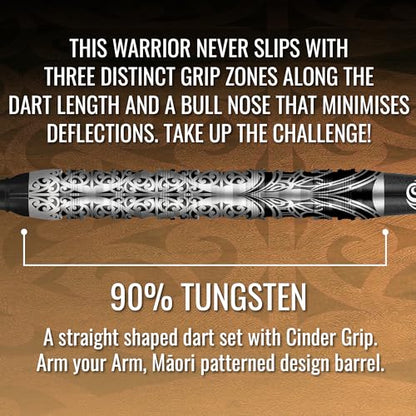 Shot! Darts Warrior Taiaha 90% Soft tip Tungsten Barrels, Balanced for Maximum Aerodynamics Handcrafted Professional Soft Tip Darts Set for Electronic Dartboard | Made in New Zealand