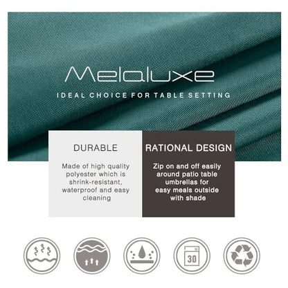 Melaluxe Spring/Summer Wrinkle-Free Waterproof Outdoor Tablecloth with Umbrella Hole and Zipper,60-Inch-by-102 Rectangle,Dark Green - color: Dark Green, size: 60" x 102" (Rectangular)