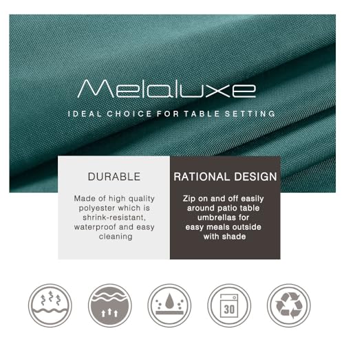 Melaluxe Spring/Summer Wrinkle-Free Waterproof Outdoor Tablecloth with Umbrella Hole and Zipper,60-Inch-by-84 Rectangle, Dark Green, Seats 6 to 8 People - color: Dark Green, size: 60" x 84" (Rectangular)