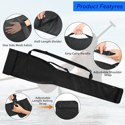 Cosmos Kayak Paddle Bag Carrying Holder Boat Canoe Paddles Case Storage Bag for Holding 2-Piece Adjustable Kayak/Dragon Boat/OC Paddles Up To 51 inch - Mesh Design in Shoulder Strap & Carry Handle