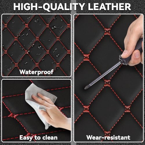 Car Floor Mats Fit for Dodge Dart 2013-2016 All Weather Durability Leather Car Floor Mats, Skidproof Pedal, Waterproof, Wear-reistant(Black Red) - color: Black Red