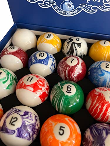 Champion Deluxe 2-1/4" Billiard Pool Ball Set Complete 16 Ball Set (Several Style Available) - color: Light Marble balls set