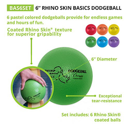 Champion Sports Rhino Skin Dodgeball Set – 6 Soft Foam Balls with Durable Coating, 6" or 7" for Gym, Playground Play - style: 6" Set of 6