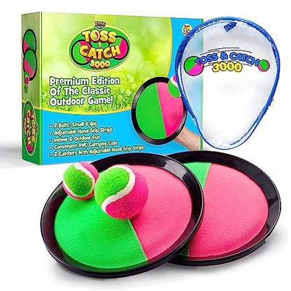 YoYa Toys Toss and Catch Ball Game Upgraded Set - Outdoor Kids Sports Activities - Outside Fun Summer Toy for Beach, Backyard, Park, Yard Lawn, Camping for Ages 4-12, 2 Catch Paddles, 2 Sticky Balls - style: 2 Paddles + 2 Balls