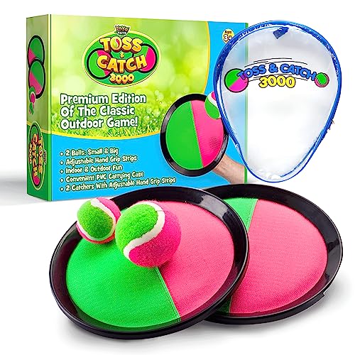 YoYa Toys Toss and Catch Ball Game Upgraded Set - Outdoor Kids Sports Activities - Outside Fun Summer Toy for Beach, Backyard, Park, Yard Lawn, Camping for Ages 4-12, 2 Catch Paddles, 2 Sticky Balls - style: 2 Paddles + 2 Balls