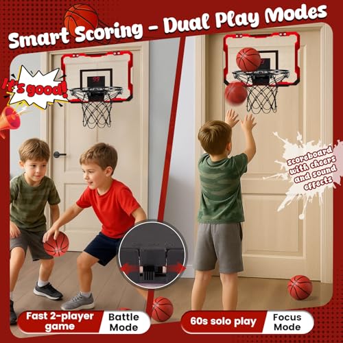 LovesTown Indoor Basketball Hoop for Kids, Door Basketball Hoop with Electronic Scoreboard LED Lighting Birthday Toys Gifts for Boys Girls - style: Classic