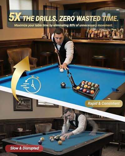 Pool Ball Rack Training Tool, Quick-Release Billiards Ball Setter for Solo Practice, Holds 15 Balls, Improves Accuracy & Precision, Portable ABS Pool & Snooker Table Accessories