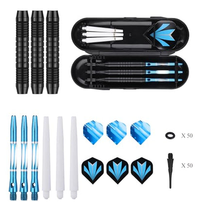 Darts Plastic Tip Set - 18g 21g Colorful Rainbow Soft Tip Darts 50 Anti-Loose O-Rings 6 Shaft (Aluminum/Nylon 45mm) 6 Durable Flights Extra 50 Soft Tips Electronic Dartboard - color: Blue-DART-D