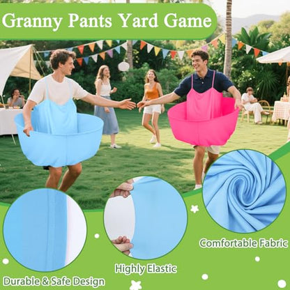 Granny Pants Yard Game Granny Pants Game with Strap Giant Yard Pant Toss Game Outdoor Party Game Granny Pants Outdoor Game with Bouncy Balls and Pump for Family Reunion Day Backyard Gatherings - color: Baby Blue Fuchsia