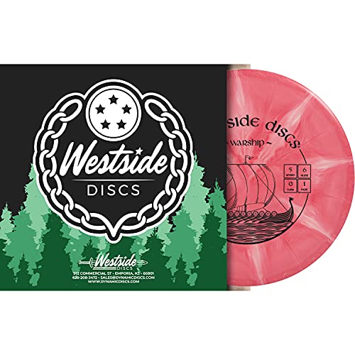 Westside Discs Origio Burst Warship Disc Golf Midrange | Stable Disc Golf Mid Range | Grippy, Base Plastic w/Color Burst | Mid Range Disc Golf Disc | Beginner Disc Golf Frisbee - color: Red