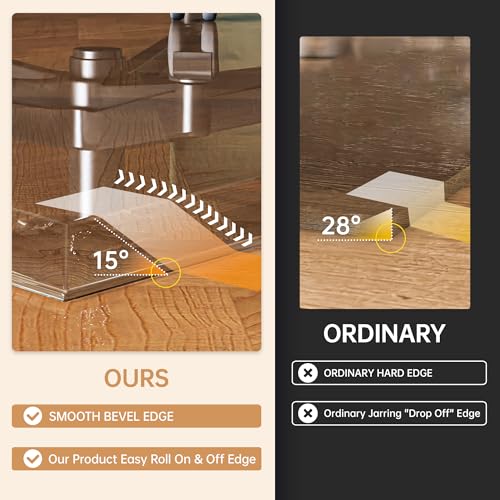 55“x46” Beveled Edge Tempered Glass Chair Mat, 5MM Thick, 1000Lbs Weight Capacity, Clear Ultra-Smooth, Suitable for Hardwood Floors & Carpet, Anti-Scratch Anti-Yellow, Home Office Use - size: 55“x46”