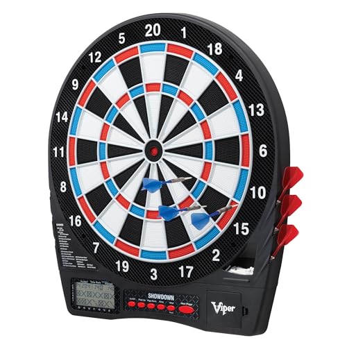 Viper Showdown Electronic Dartboard, 15.5 in Regulation Target, 32 Games, 590 Options, Battery Powered, 6 Darts Included, Black
