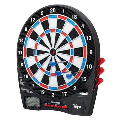 Viper Showdown Electronic Dartboard, 15.5 in Regulation Target, 32 Games, 590 Options, Battery Powered, 6 Darts Included, Black