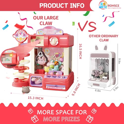 Claw Machine for Kids, Mini Vending Machine Toy for Girls, Arcade Game Toy for Ages 8-13, Electronic Claw Game with Lights & Sound, Perfect for Parties & Birthday Gifts for Ages 4+