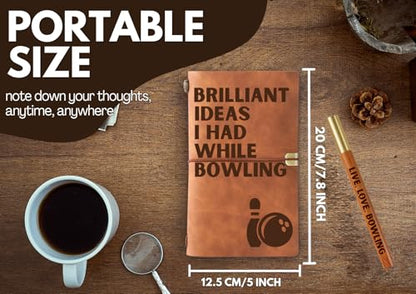 InnoBeta Bowling Lovers Gifts, Journal & Pen Set, 7.8x5 Inches | Vegan leather|Easy-to-Carry|Card Slot|Refillable Notebook|Leather with Faith Message|Travel Diary