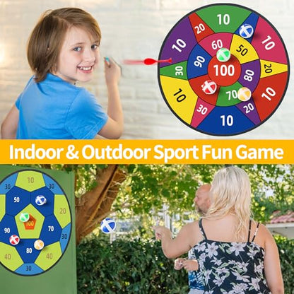 29" Large Dart Board for Kids,with 24 Sticky Balls+12 Sticky Darts,Indoor/Sport Outdoor Fun Party Play Game Toys,Birthday for 3 4 5 6 7 8 9 10 11 12 Year Old Boys Christmas Girls - style: 29in-2in1-Purple 100 Scores Target With 24 balls 12 darts