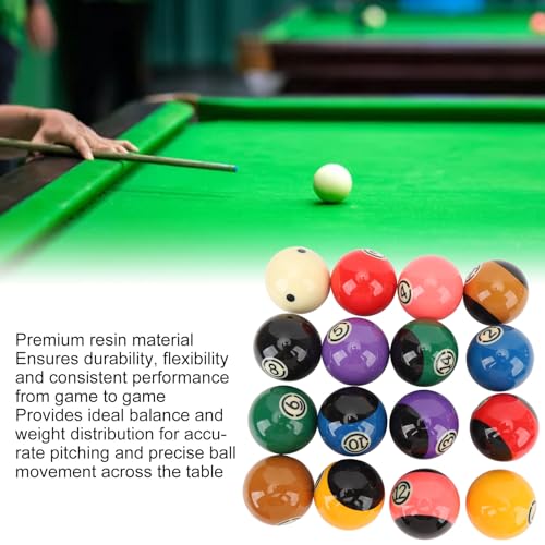 Billiard Balls Set, Resin High Friction Professional TV Pool Balls Set for Tournament Practice 2.25in