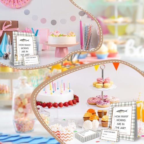Fishing Guess How Many Baby Shower Game,Fishing Baby Shower Decorations,How Many Worms Are In The Jar Closest Guess Wins,Birthday Party Game & Activities 50 Cards And Sign - size: fish