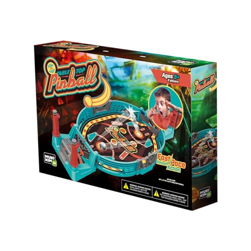 MUKIKIM Head-to-Head Table Top Pinball, Classic Battery-Free Arcade Tabletop Game, Exciting 2-Player Family Board Game Featuring Fast-Paced Action, Educational Gameplay & Interactive for Kids & Family