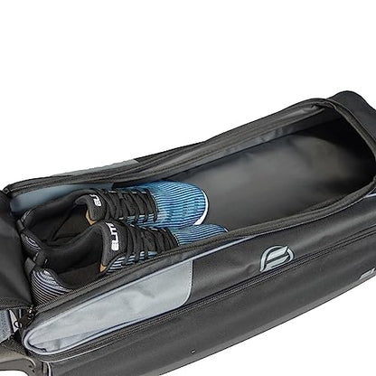 ELITE Basic Triple Roller Black Bowling Bag - 3 Ball Roller, Fits 2 Pairs of Size 15 Shoes, Air Travel-Friendly - color: Charcoal