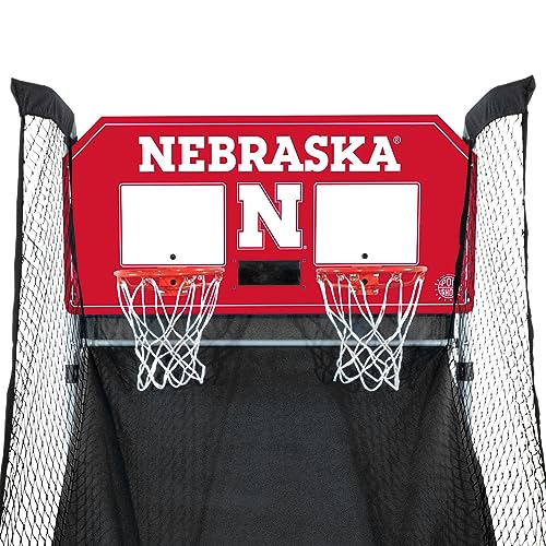 Pop-A-Shot - Home Dual Shot with NCAA Graphics l Sensor Scoring l 16 Game Modes l 7 Balls l Foldable Storage l for All NCAA Fans - style: Nebraska Cornhuskers