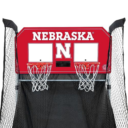 Pop-A-Shot - Home Dual Shot with NCAA Graphics l Sensor Scoring l 16 Game Modes l 7 Balls l Foldable Storage l for All NCAA Fans - style: Nebraska Cornhuskers