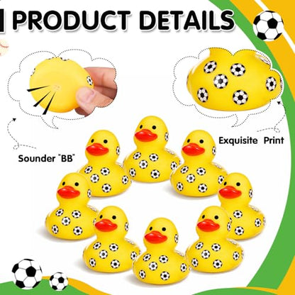 Amyhill 24 Sets Mini Soccer Rubber Ducks Gifts Sport Party Favors Tabletop Decoration for Coach Team Gifts Club Gift Player Team Events Decorations Birthday Party Supplies - style: Soccer