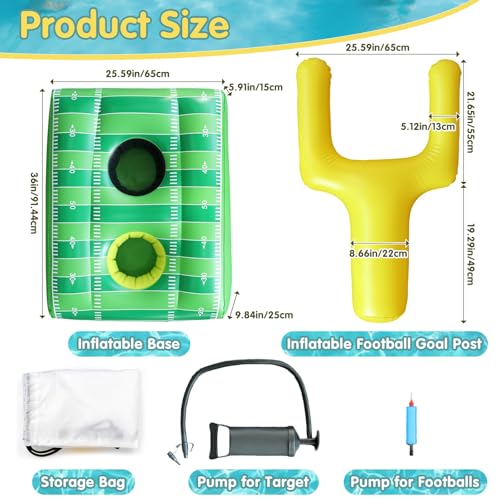 Inflatable Football Pool Ring Toss Game - 3-in-1 Floating Football Target for Swimming Pool, Backyard & Beach - Heavy Duty PVC Pool Toys for Kids and Adults Summer Party Games