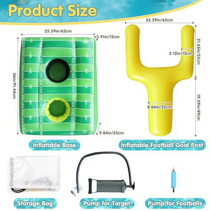 Inflatable Football Pool Ring Toss Game - 3-in-1 Floating Football Target for Swimming Pool, Backyard & Beach - Heavy Duty PVC Pool Toys for Kids and Adults Summer Party Games