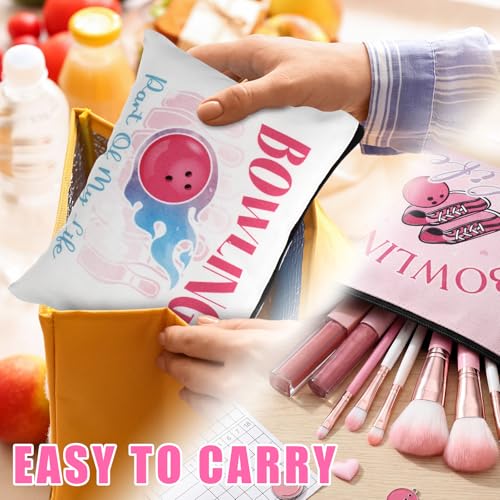 9 Pcs Bowling Makeup Bag Cosmetic Bag Bowling Lover Gifts Sport Ball Accessories Zipper Pouch Sport Party Favors for Women Coach Travel Player (Elegant) - style: Elegant