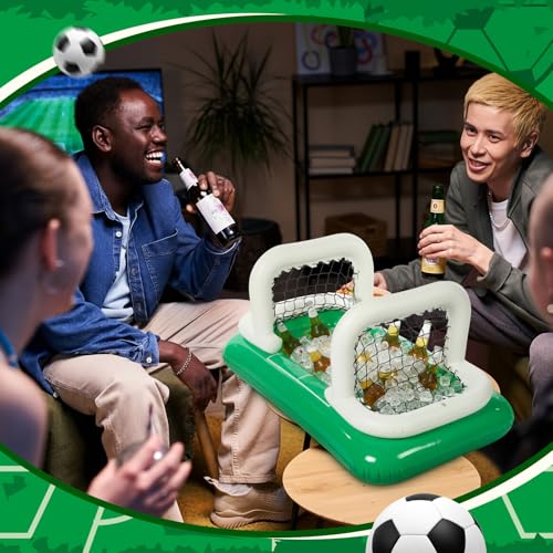 Inflatable Soccer Field Beverage Cooler with Goal Nets, 2026 Soccer Party Supplies, 47.2" Ice Serving Bar and Floating Pool Cooler for Drinks, Backyard Tailgate Game Day Decor
