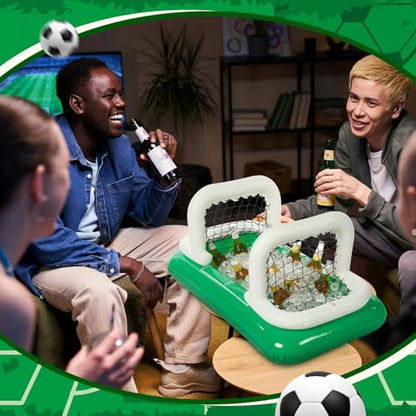 Inflatable Soccer Field Beverage Cooler with Goal Nets, 2026 Soccer Party Supplies, 47.2" Ice Serving Bar and Floating Pool Cooler for Drinks, Backyard Tailgate Game Day Decor