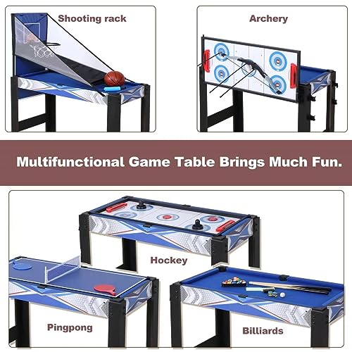 5-in-1 Multi Game Combination Table Set Table Tennis Table, Pool Table, Archery, Slide Hockey, Basketball Shooting for Family Parent-Child Interactive Game Table for Kids