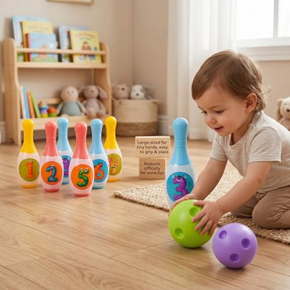 Kids Bowling 6pcs Plastic Bowling Pins 2 Balls Indoor Sports Game Toy for Kids Family Play - color: Large