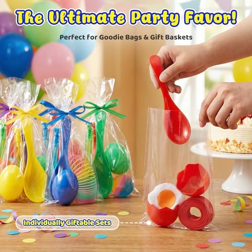 LovesTown Egg Spoon Race Game Set for Outdoor Yard Party Favors, Wooden Balance Relay Games for Kids & Family Activity Carnival Birthday Granny Pants Yard Limbo Field Day Party Game - size: Small