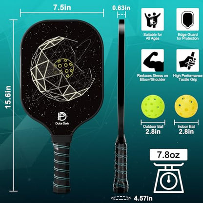 Dulce DOM Pickleball Paddles Set of 2/4 - USAPA Approved, 4 Indoor Outdoor Pickleball Balls, Fiberglass Surface Paddle Racket with Cover Bag, Ideal Training Equipment Gift for Men & Women - color: Black*4