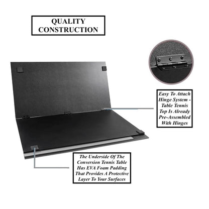 Midsize Foldable Indoor Table Tennis Conversion Top, 84 x 44 in Ping Pong Tabletop with Net & Post, 9mm Thick Playing Surface, Lightweight Compact Design, Easy Fold-Up Storage