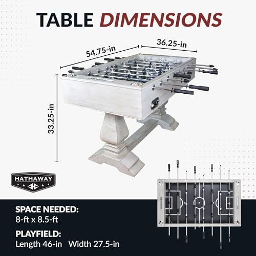 Hathaway Montecito 55 inch Foosball Table Adult Size for Family Game Rooms - With Smooth Playfield, Dual Abacus Scoring, ABS Weighted Players, Sturdy Leg Levelers & 2 Foosballs – Driftwood