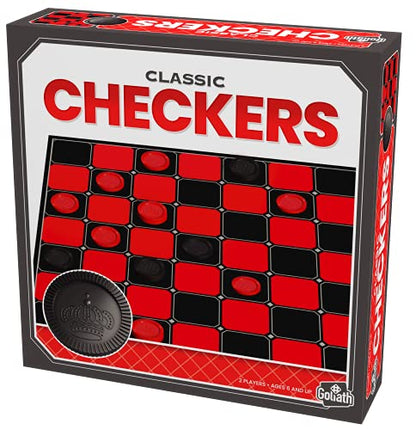 Classic Games - Checkers - 2 Player Strategy Game Includes Solid Interlocking Plastic Checkers by Goliath
