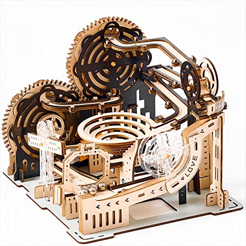 3D Wooden Puzzles Marble Run Set - Mechanical Model Kits with Motor, Brainteaser and Puzzle for Christmas/Birthday,Gifts for Adults and Teens to Build Combination - style: Marble