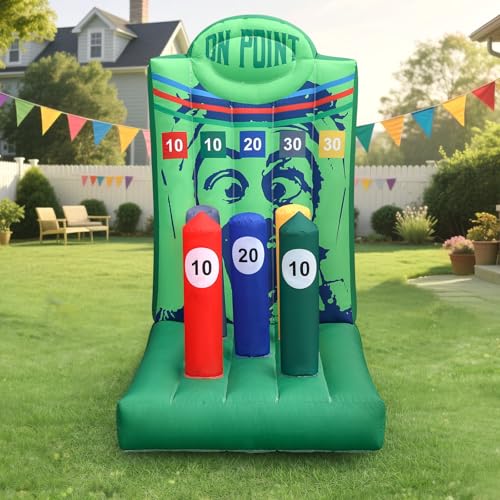 Inflatable Ring Toss Carnival Game with Built-in Blower, Portable Throwing Game for Backyard Party, School Carnival & Family Fun Event - style: On Point
