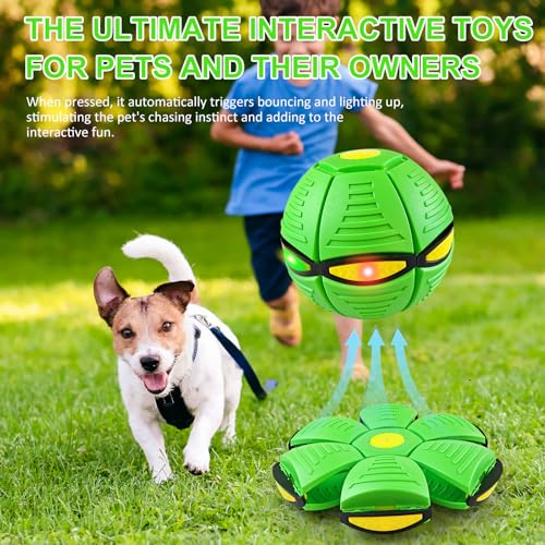 Magic Bouncing Ball 6-Light Dual Form – Pop up, Meta Ball Metaball Transforming Design – Flying Saucer Bouncy – Interactive Bouncing Balls for Parent-Child Interaction – Gift Pack –Green - color: Green