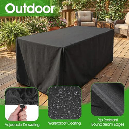 7 ft 90.6x57.9x28.0 Inches Universal Pool Table Cover Waterproof Windproof 420D Outdoor Furniture Covers Table Protector for Snooker, Patio Furniture, and Chairs