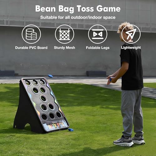 WinSpin 41"x25" Cornhole Board & Large Prize Drop Board w/LED Light Professional Set for Corporate Trade Shows, Adult Events & Commercial Marketing Displays